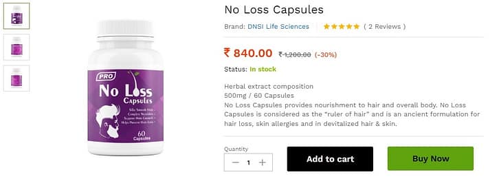 Hair Fall Capsule, No Loss capsule, Hair Loss treatment